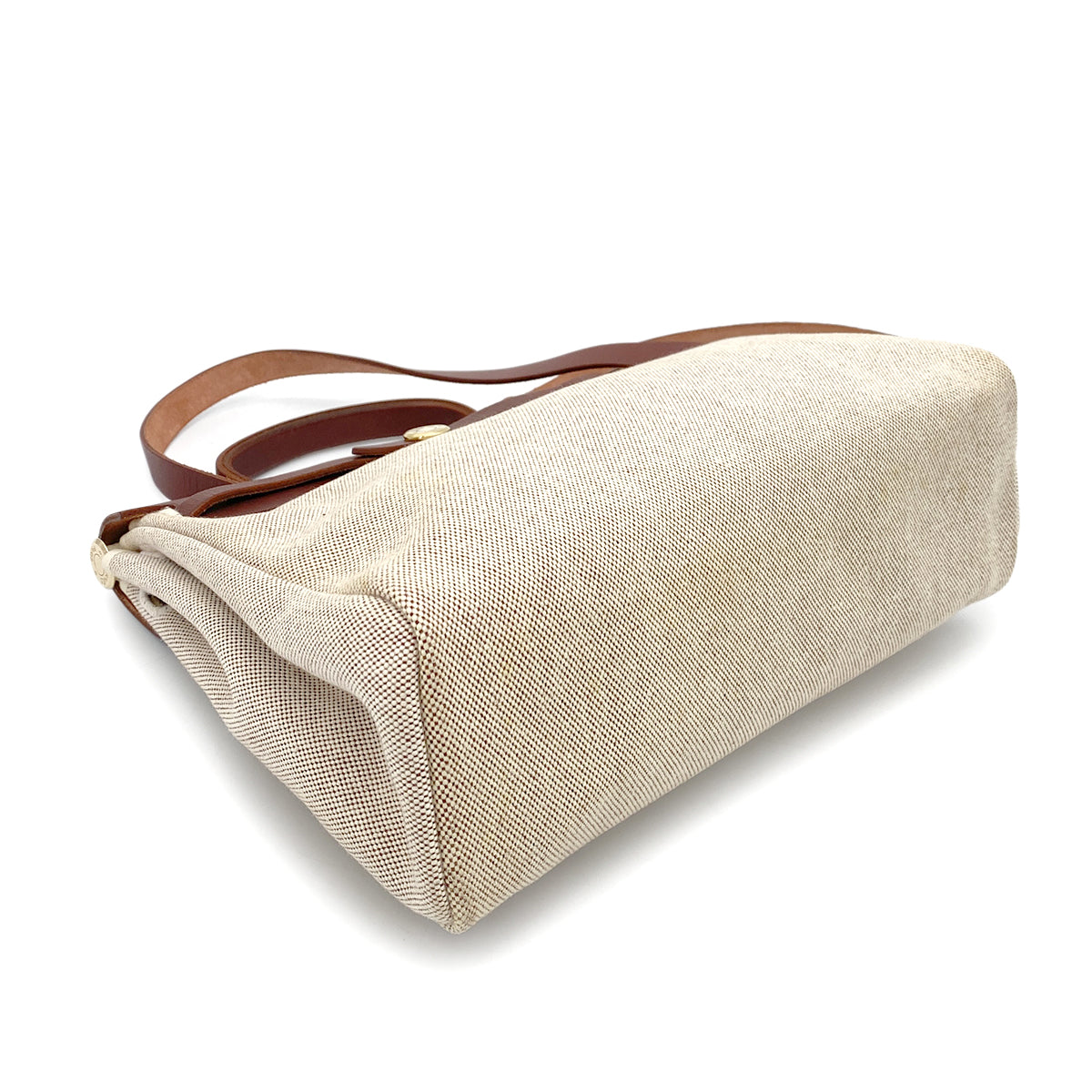 HERMES HER BAG PM 31 NATUREL BROWN TOILE H TOTE SHOULDER □E 90260149