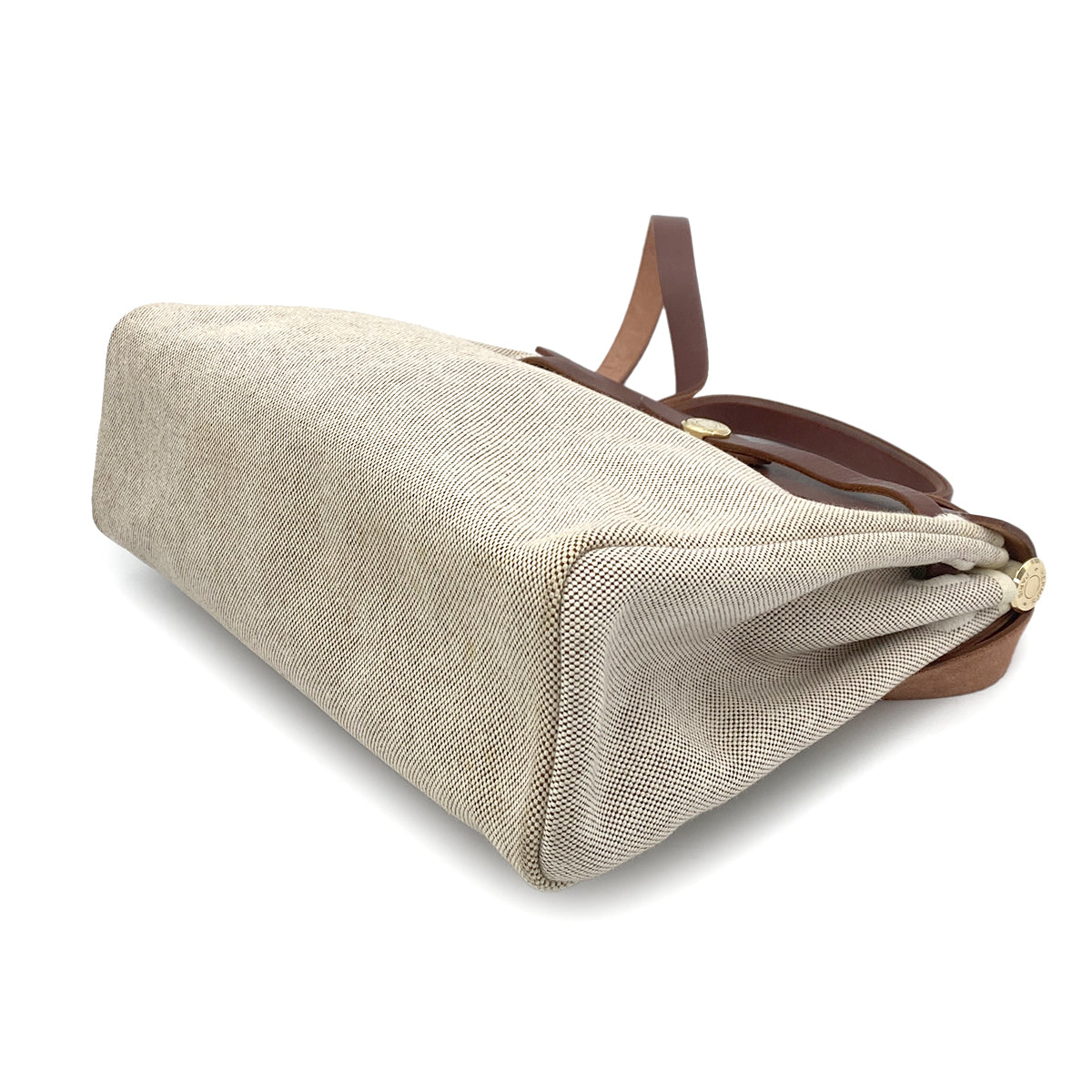 HERMES HER BAG PM 31 NATUREL BROWN TOILE H TOTE SHOULDER □E 90260149