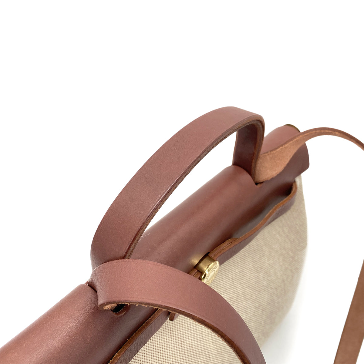 HERMES HER BAG PM 31 NATUREL BROWN TOILE H TOTE SHOULDER □E 90260149