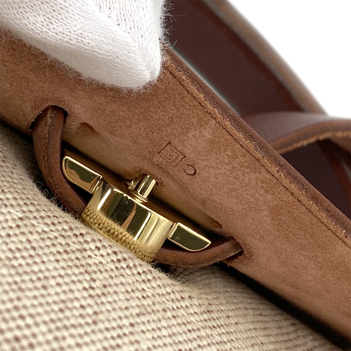HERMES HER BAG PM 31 NATUREL BROWN TOILE H TOTE SHOULDER □E 90260149