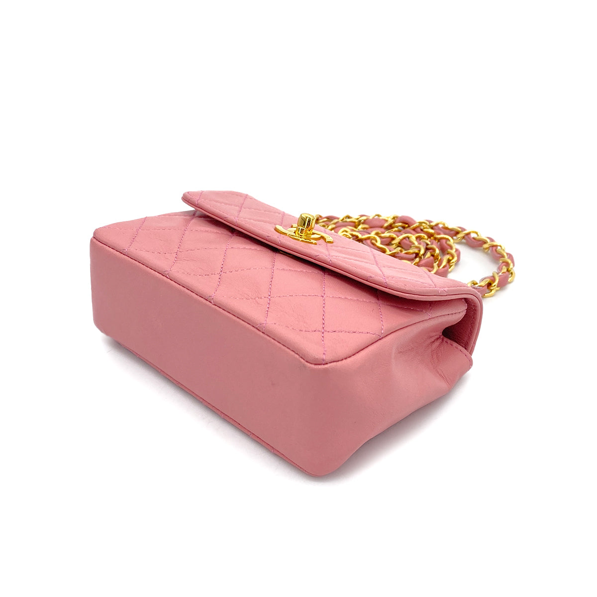 CHANEL VINTAGE MINI MATELASSE CHAIN SHOULDER BAG PINK LAMB SKIN 90260152