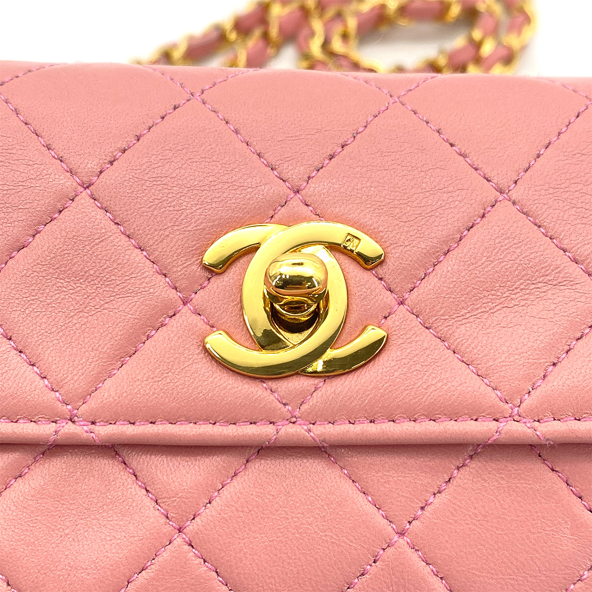 CHANEL VINTAGE MINI MATELASSE CHAIN SHOULDER BAG PINK LAMB SKIN 90260152