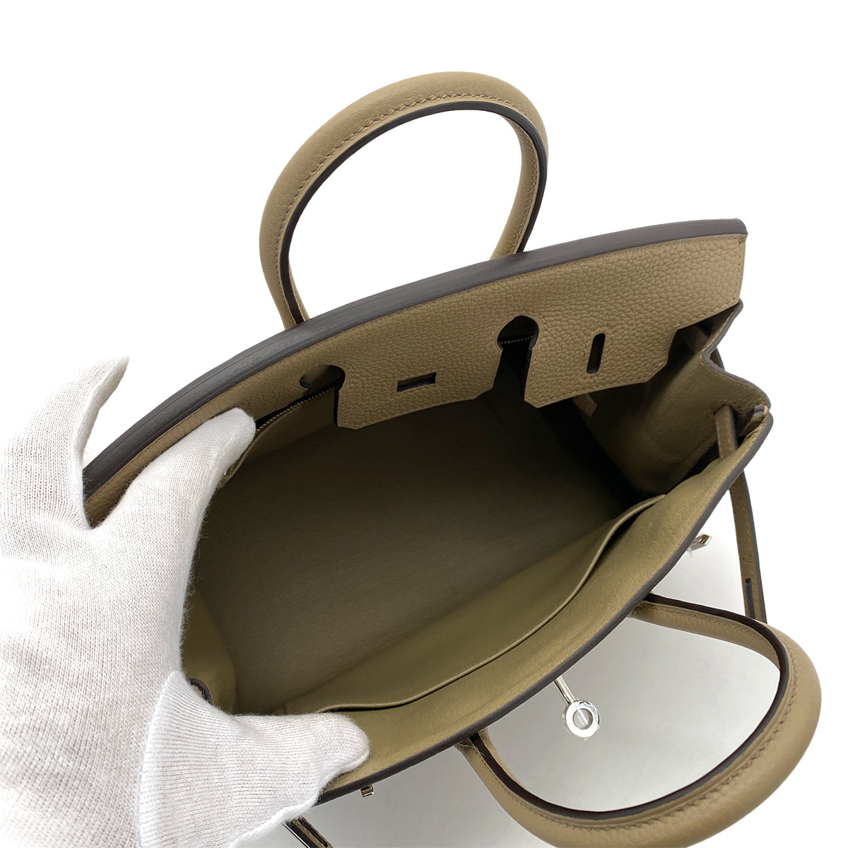 HERMES BIRKIN 25 BEIGE MARFA TOGO HAND BAG W SHW 90260153