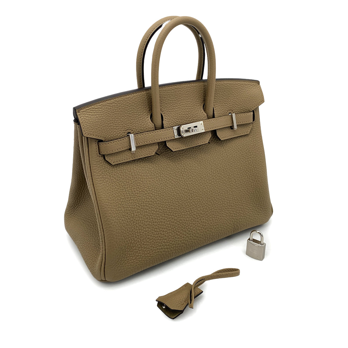 HERMES BIRKIN 25 BEIGE MARFA TOGO HAND BAG W SHW 90260153