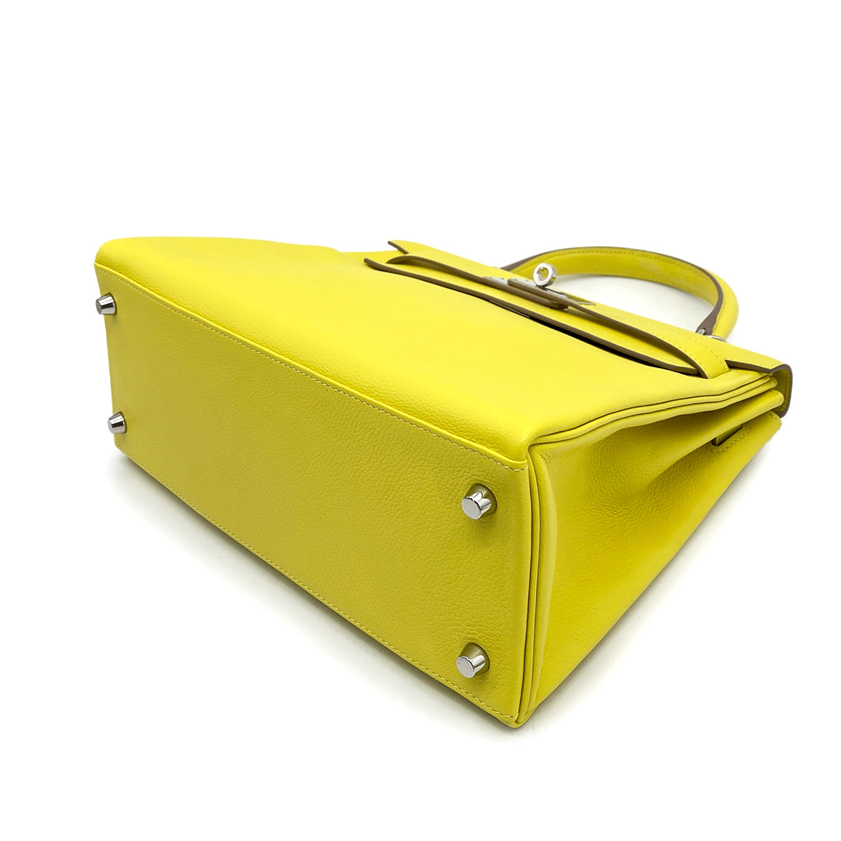 HERMES KELLY 28  RETOURNE LIME EVERCOLOR HAND SHOULDER BAG Y SHW 90260175