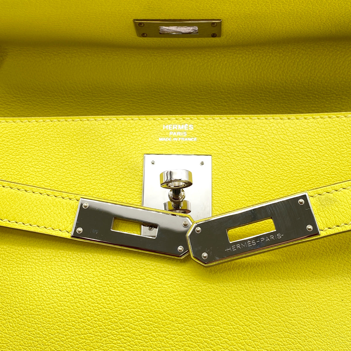 HERMES KELLY 28  RETOURNE LIME EVERCOLOR HAND SHOULDER BAG Y SHW 90260175