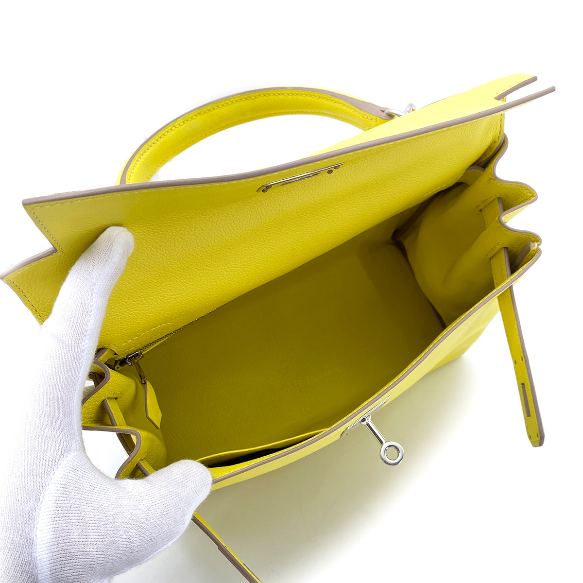 HERMES KELLY 28  RETOURNE LIME EVERCOLOR HAND SHOULDER BAG Y SHW 90260175