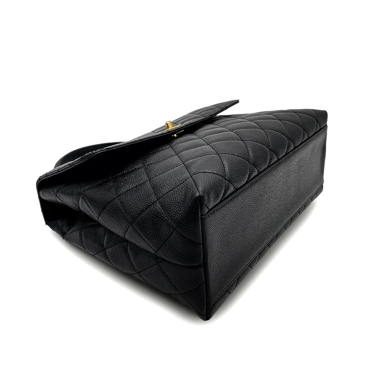 CHANEL VINTAGE MATELASSE HAND BAG BLACK CAVIAR SKIN 90260196