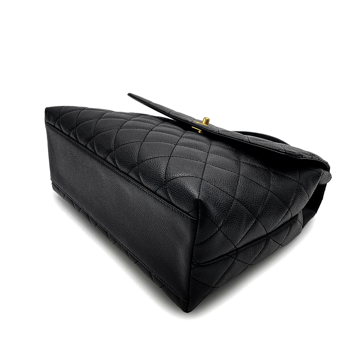 CHANEL VINTAGE MATELASSE HAND BAG BLACK CAVIAR SKIN 90260196