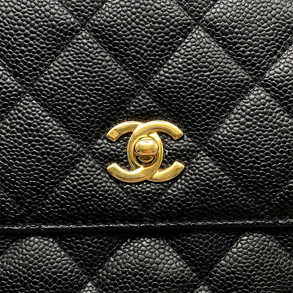 CHANEL VINTAGE MATELASSE HAND BAG BLACK CAVIAR SKIN 90260196