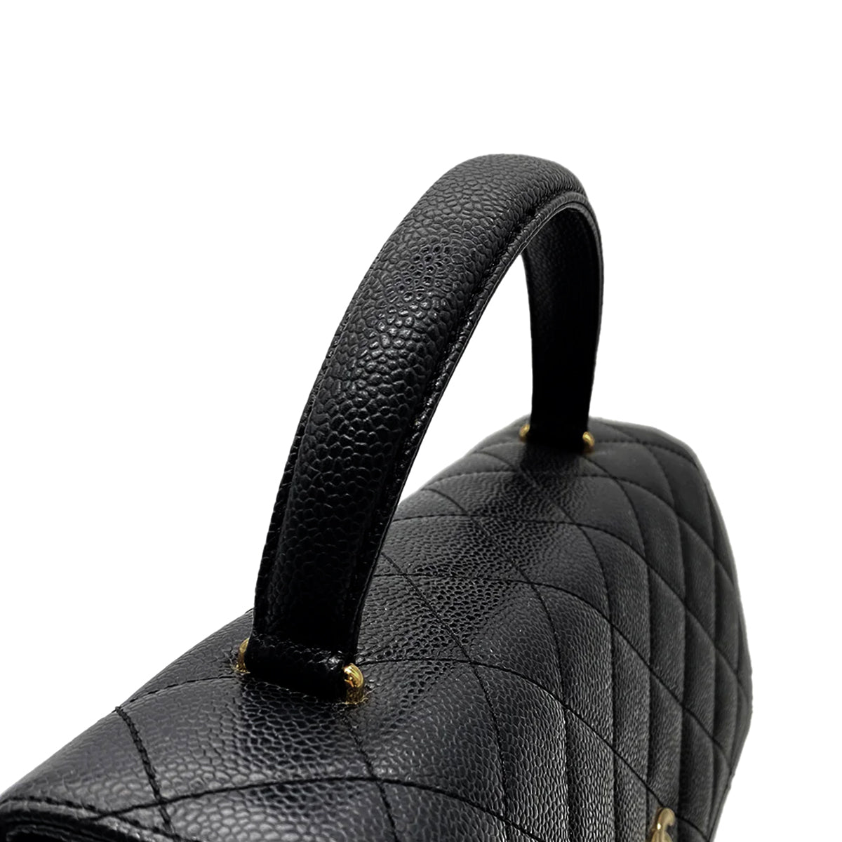 CHANEL VINTAGE MATELASSE HAND BAG BLACK CAVIAR SKIN 90260196