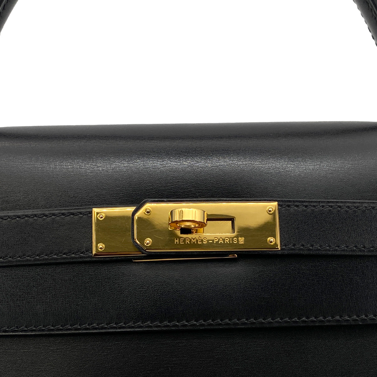 HERMES KELLY 32 SELLIER BLACK BOXCALF HAND SHOULDER BAG 〇Z GHW 90260461