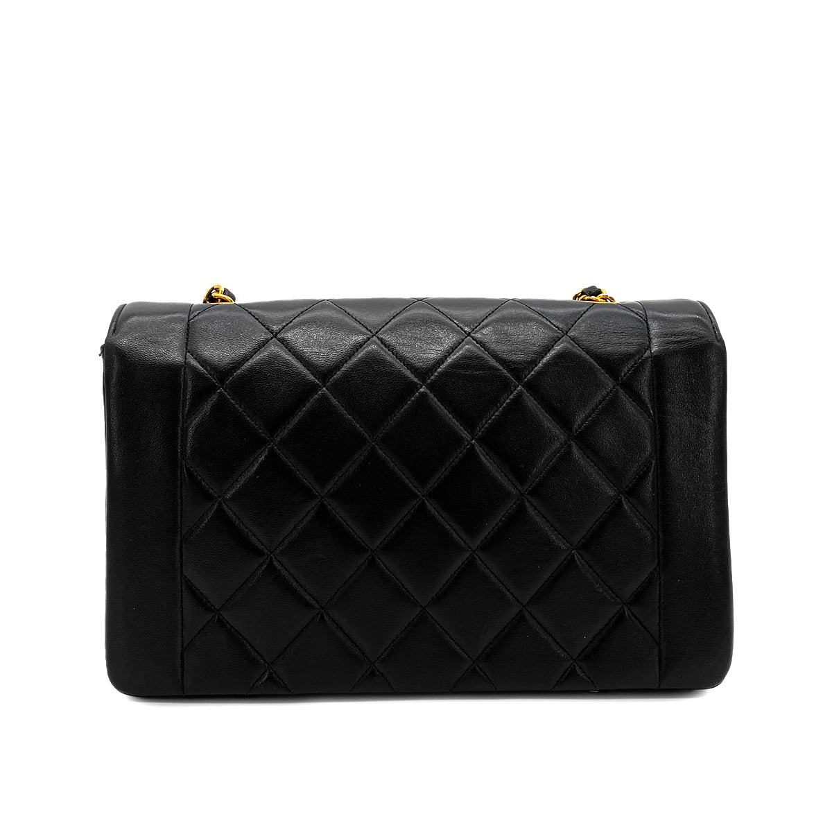 CHANEL VINTAGE DIANA MEDIUM CHAIN SHOULDER BAG BLACK LAMB SKIN  90260467