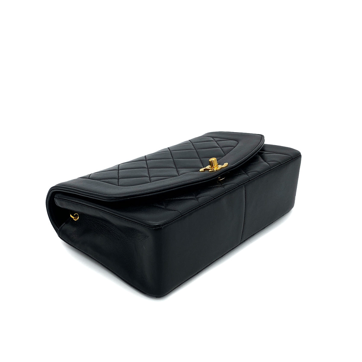 CHANEL VINTAGE DIANA MEDIUM CHAIN SHOULDER BAG BLACK LAMB SKIN  90260467