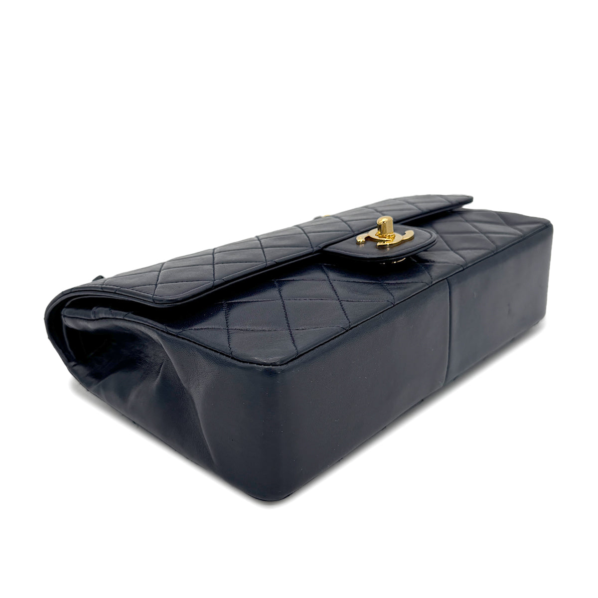 CHANEL VINTAGE MATELASSE CHAIN SHOULDER BAG NAVY LAMB SKIN 90260469