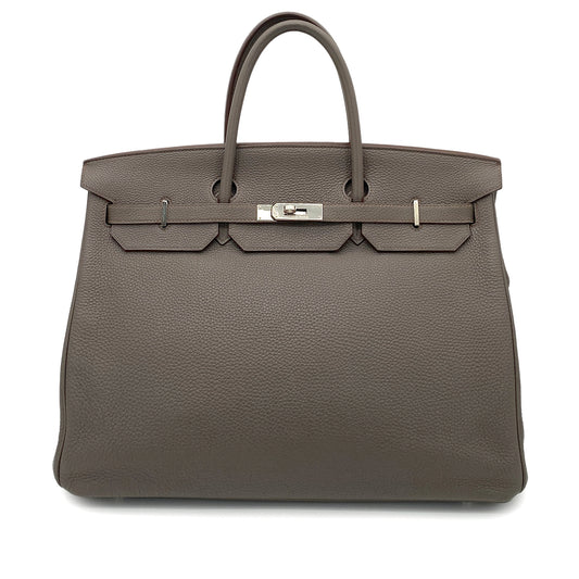 HERMES BIRKIN 40 ETAIN TAURILLON CLEMENCE HAND BAG □O SHW 90260470