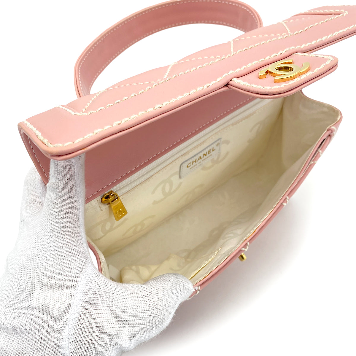 CHANEL VINTAGE WILD STITCH HAND BAG PINK LEATHER 90260472