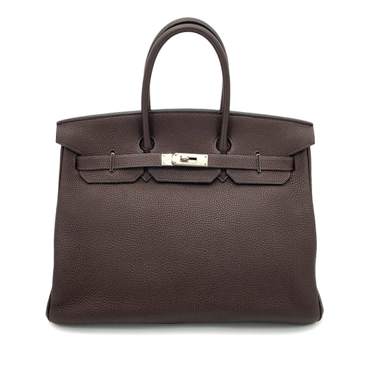 HERMES BIRKIN 35 EBENE TAURILLON CLEMENCE HAND BAG □H SHW 90260482
