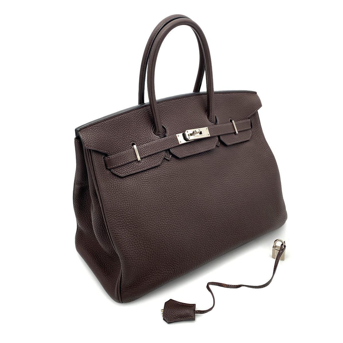 HERMES BIRKIN 35 EBENE TAURILLON CLEMENCE HAND BAG □H SHW 90260482