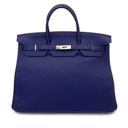 HERMES BIRKIN 40 BLUE ENCRE TOGO HAND BAG C SHW 90260491