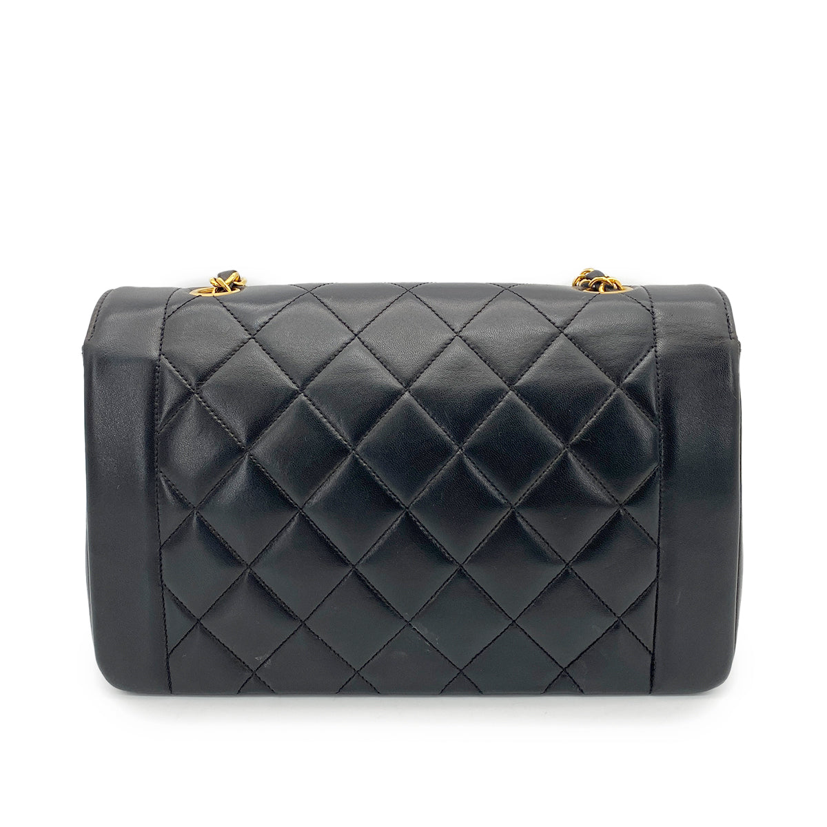 CHANEL VINTAGE DIANA MEDIUM CHAIN SHOULDER BAG BLACK LAMB SKIN 90260498