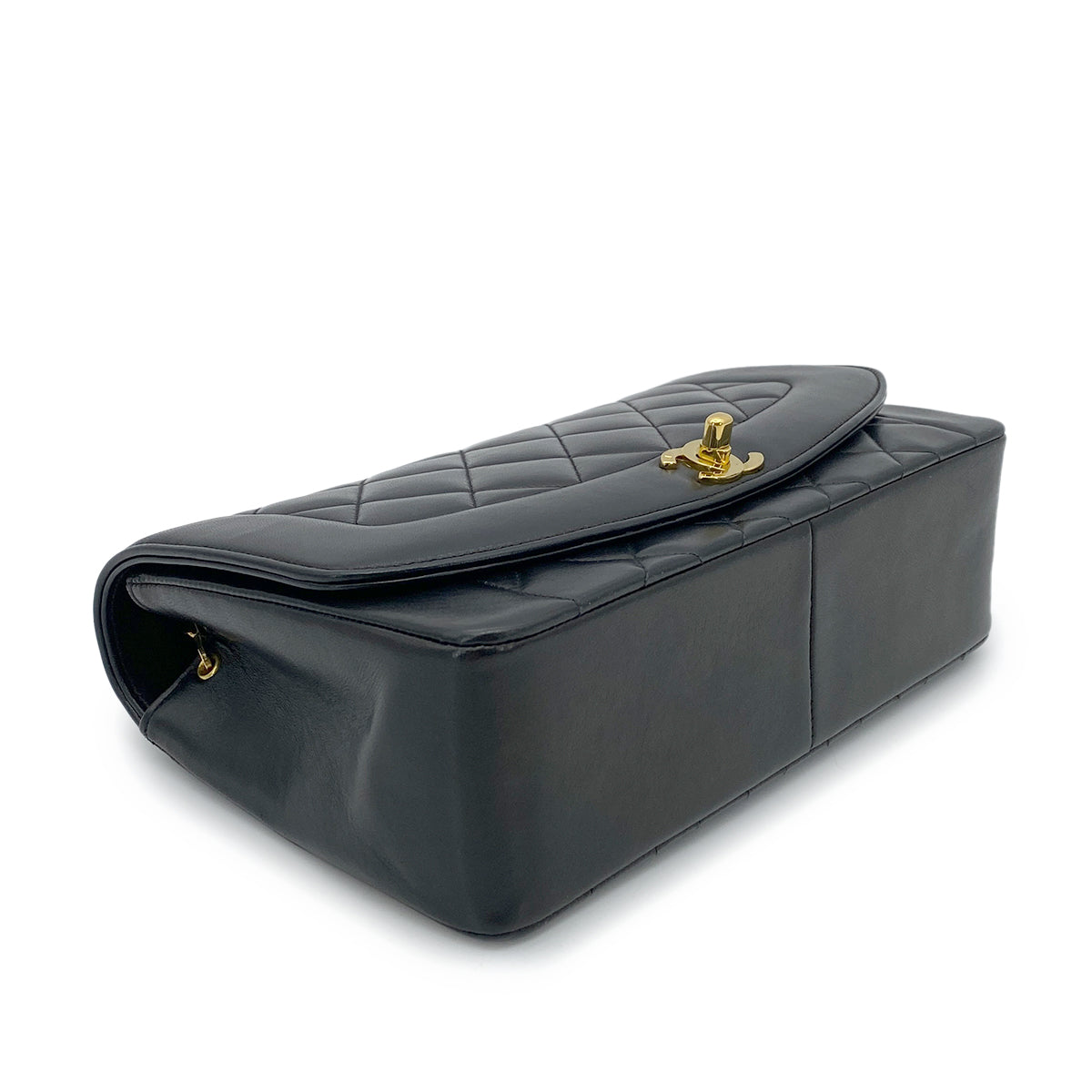 CHANEL VINTAGE DIANA MEDIUM CHAIN SHOULDER BAG BLACK LAMB SKIN 90260498