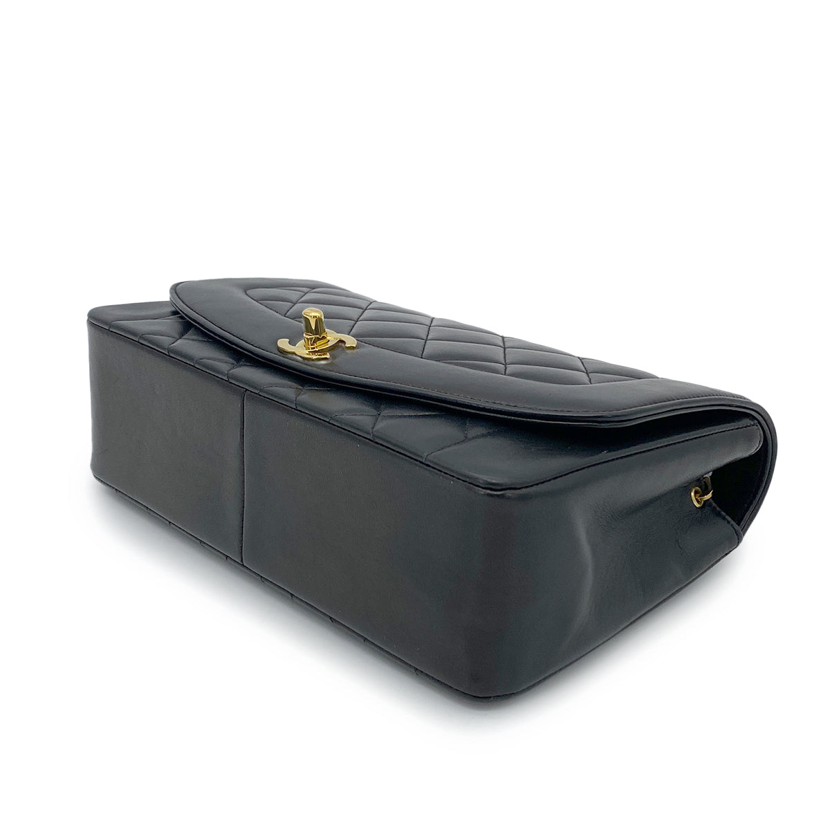 CHANEL VINTAGE DIANA MEDIUM CHAIN SHOULDER BAG BLACK LAMB SKIN 90260498