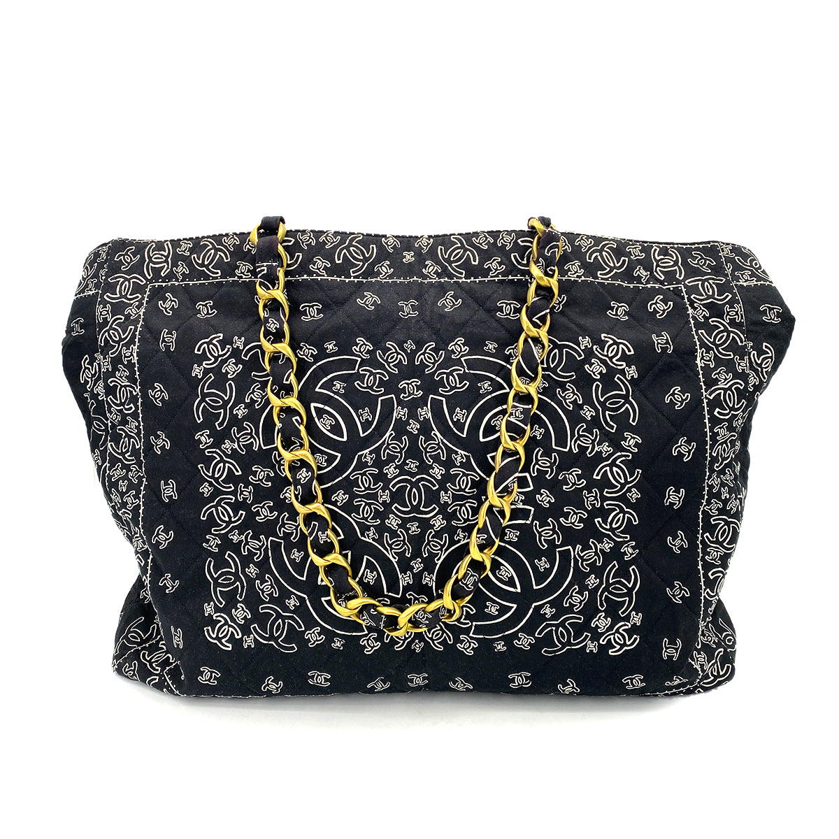 CHANEL VINTAGE PAISLEY TOTE SHOULDER BAG CANVAS 90260508