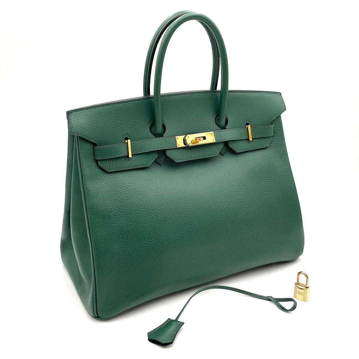 HERMES BIRKIN 35 VERT ANGLAIS ARDENNES HAND BAG □A 90263606