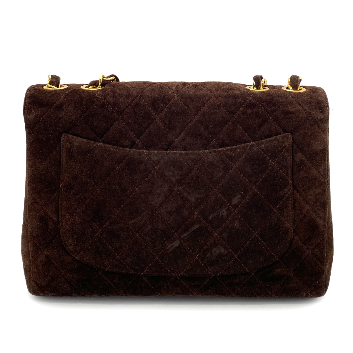 CHANEL VINTAGE JUMBO MATELASSE 30 CHAIN SHOULDER BAG BROWN SUEDE 90261204