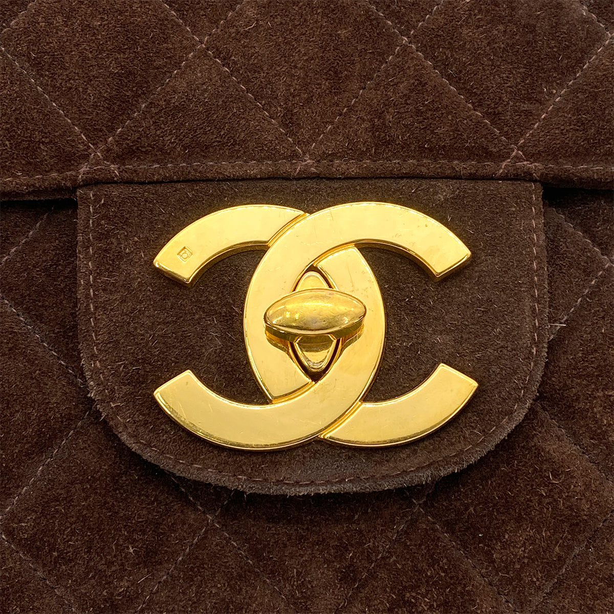 CHANEL VINTAGE JUMBO MATELASSE 30 CHAIN SHOULDER BAG BROWN SUEDE 90261204