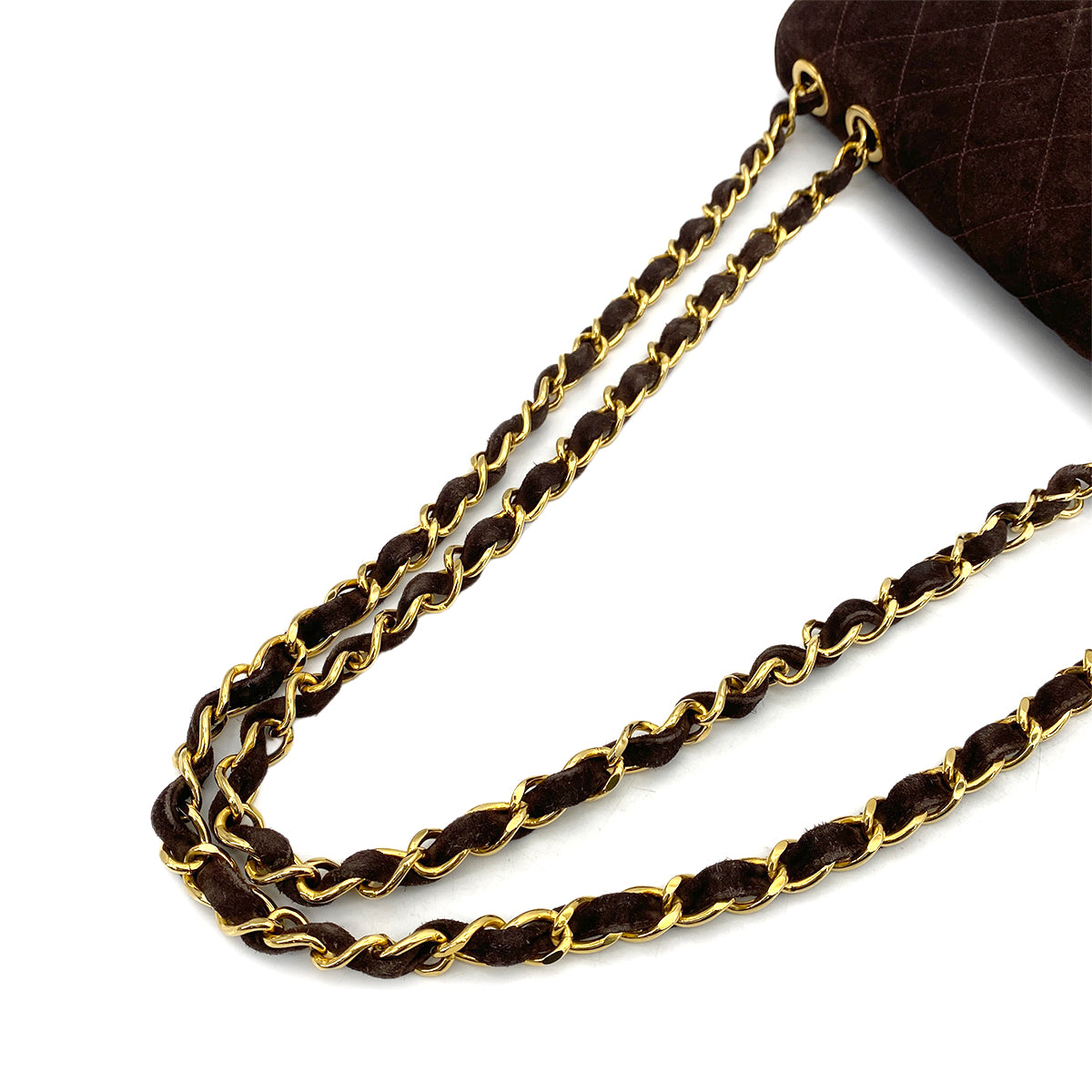 CHANEL VINTAGE JUMBO MATELASSE 30 CHAIN SHOULDER BAG BROWN SUEDE 90261204