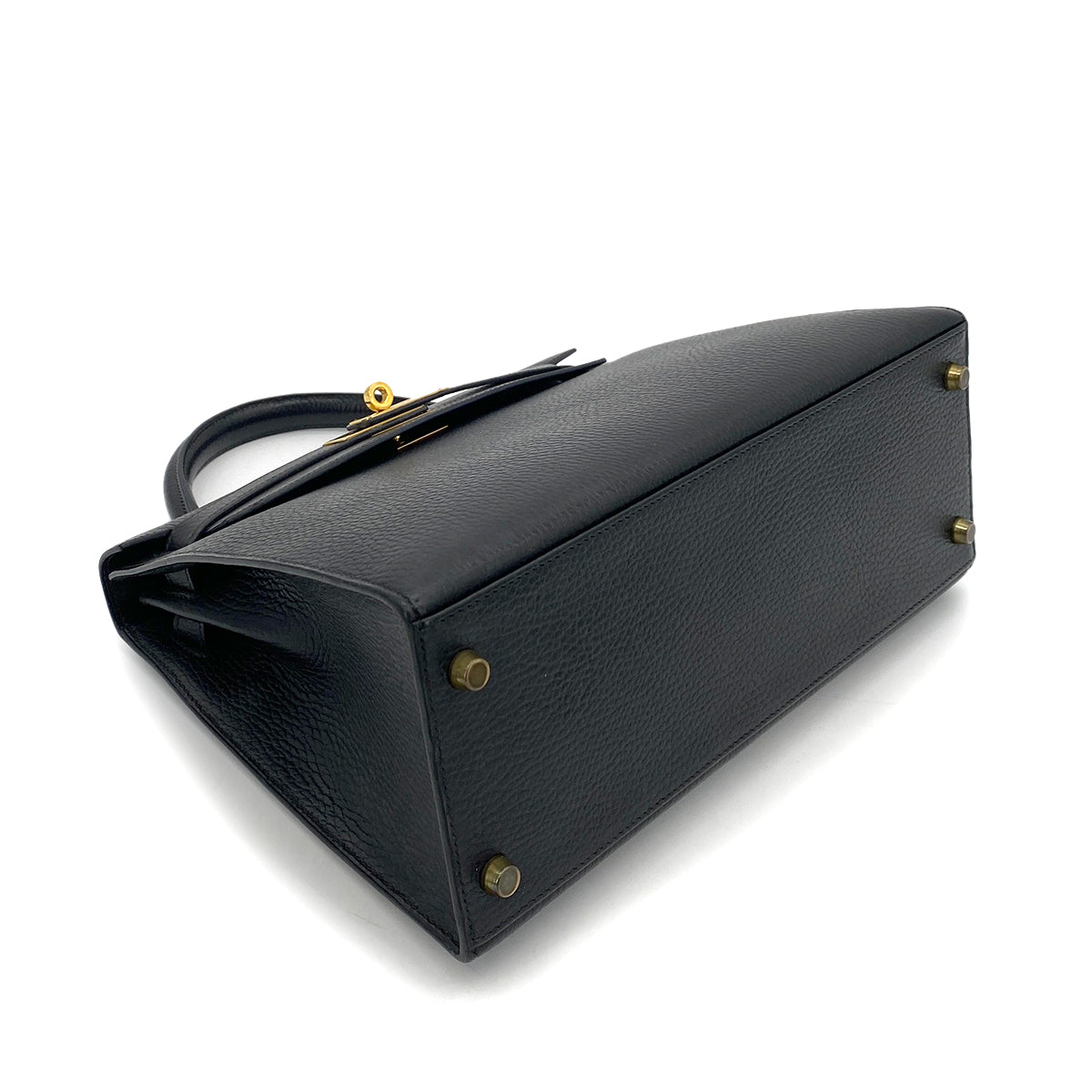 HERMES KELLY 28 SELLIER BLACK ARDENNES HAND SHOULDER BAG 〇U GHW 90261205