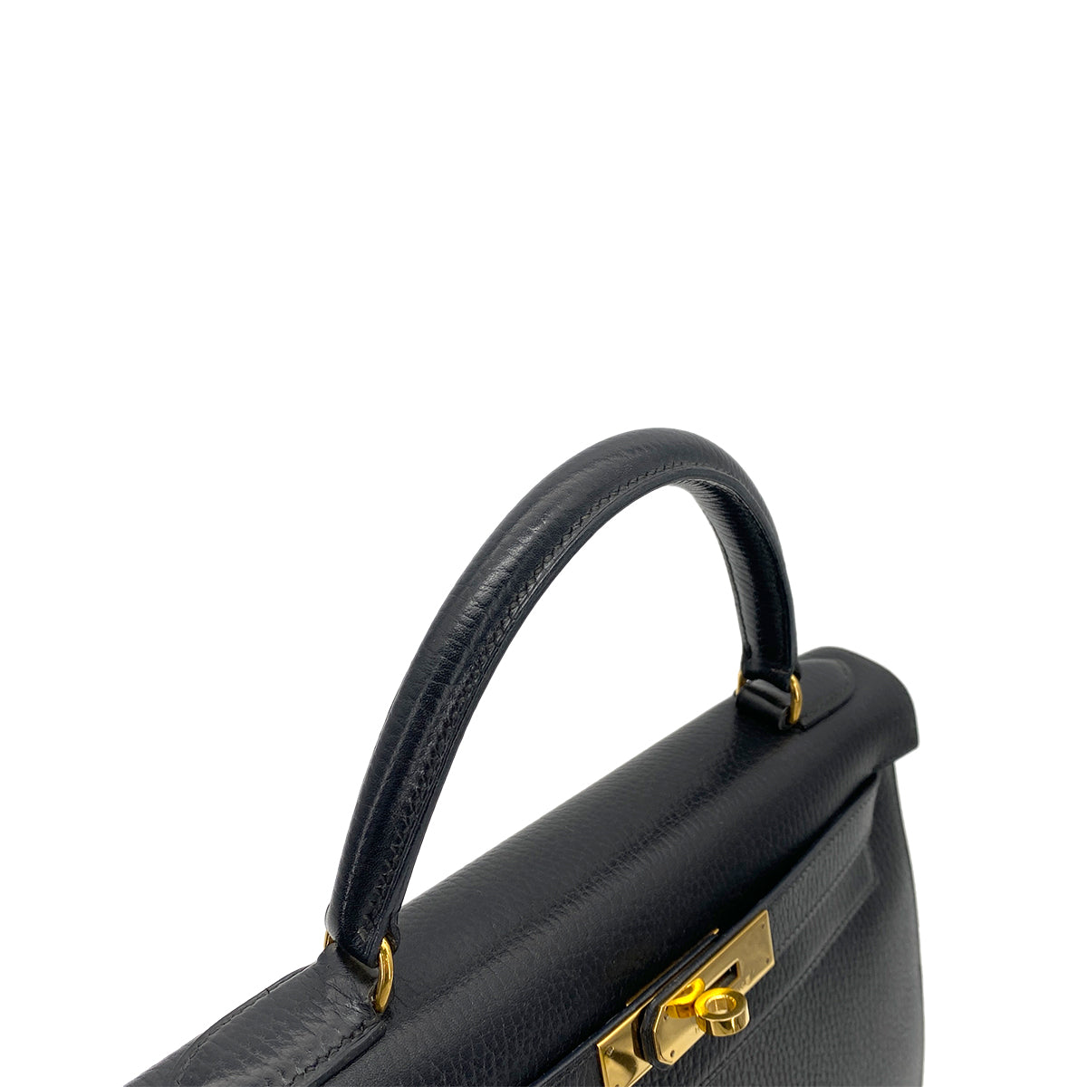 HERMES KELLY 28 SELLIER BLACK ARDENNES HAND SHOULDER BAG 〇U GHW 90261205