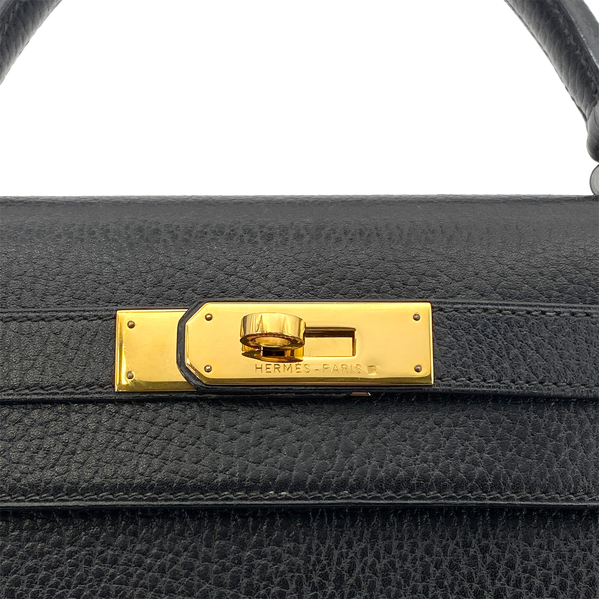 HERMES KELLY 28 SELLIER BLACK ARDENNES HAND SHOULDER BAG 〇U GHW 90261205