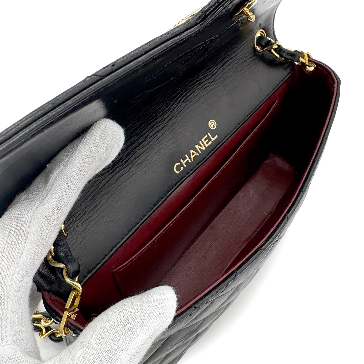 CHANEL VINTAGE MATELASSE BIG COCO CHAIN SHOULDER BAG BLACK LAMB SKIN 90261208