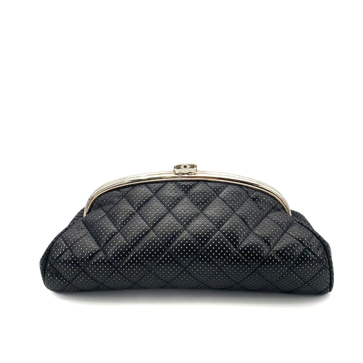 CHANEL VINTAGE CLUTCH BAG BLACK PUNCHING LAMB SKIN 90261212