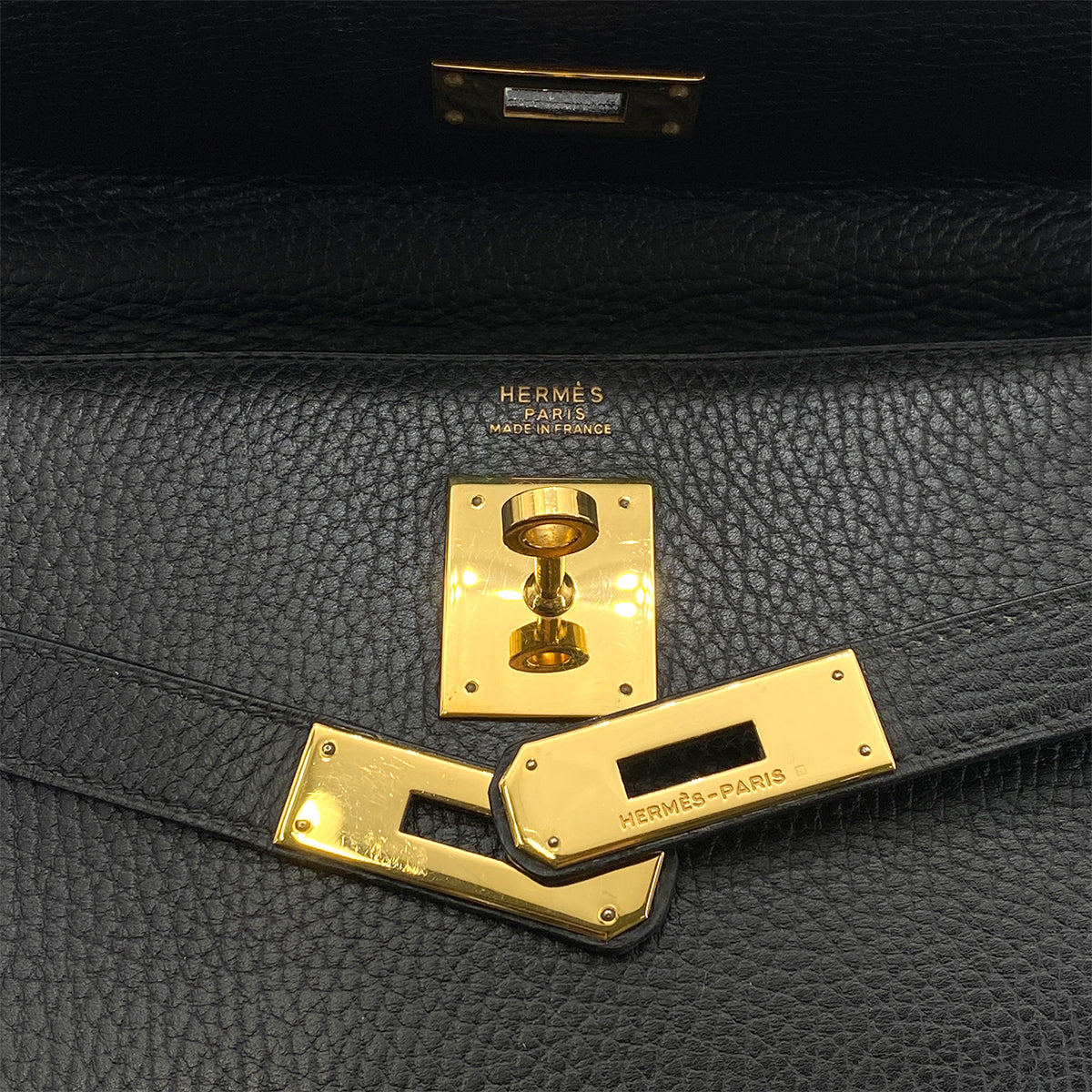 HERMES KELLY 32 RETOURNE BLACK ARDENNES HAND SHOULDER BAG 〇T GHW 90261213