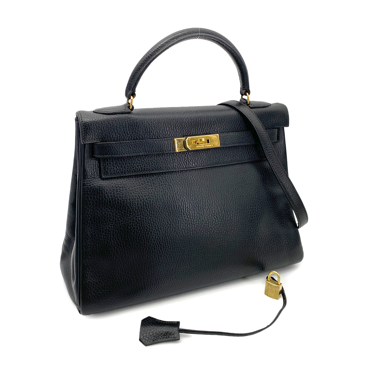 HERMES KELLY 32 RETOURNE BLACK ARDENNES HAND SHOULDER BAG 〇T GHW 90261213