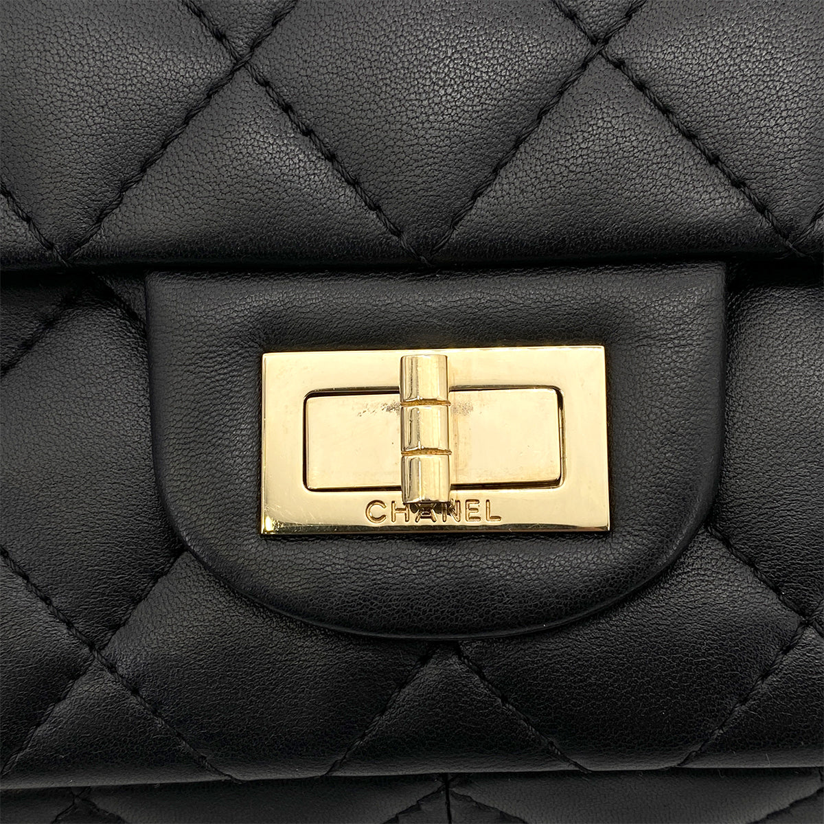CHANEL VINTAGE 2.55 CHAIN SHOULDER BAG BLACK LAMB SKIN 90261218