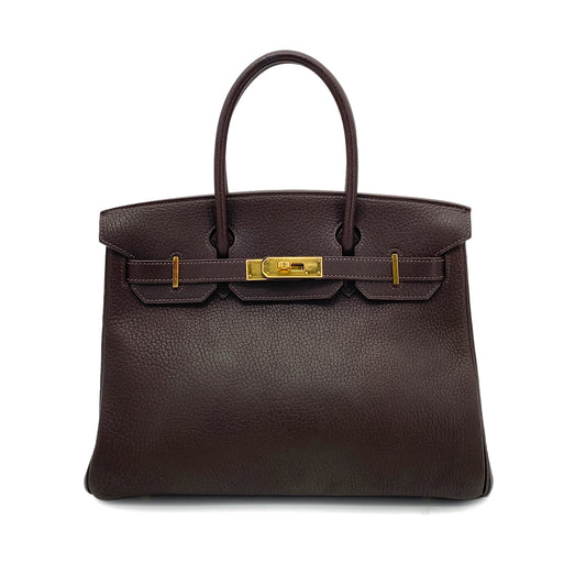 HERMES BIRKIN 30 BROWN FJORD HAND BAG □A GHW 90261231