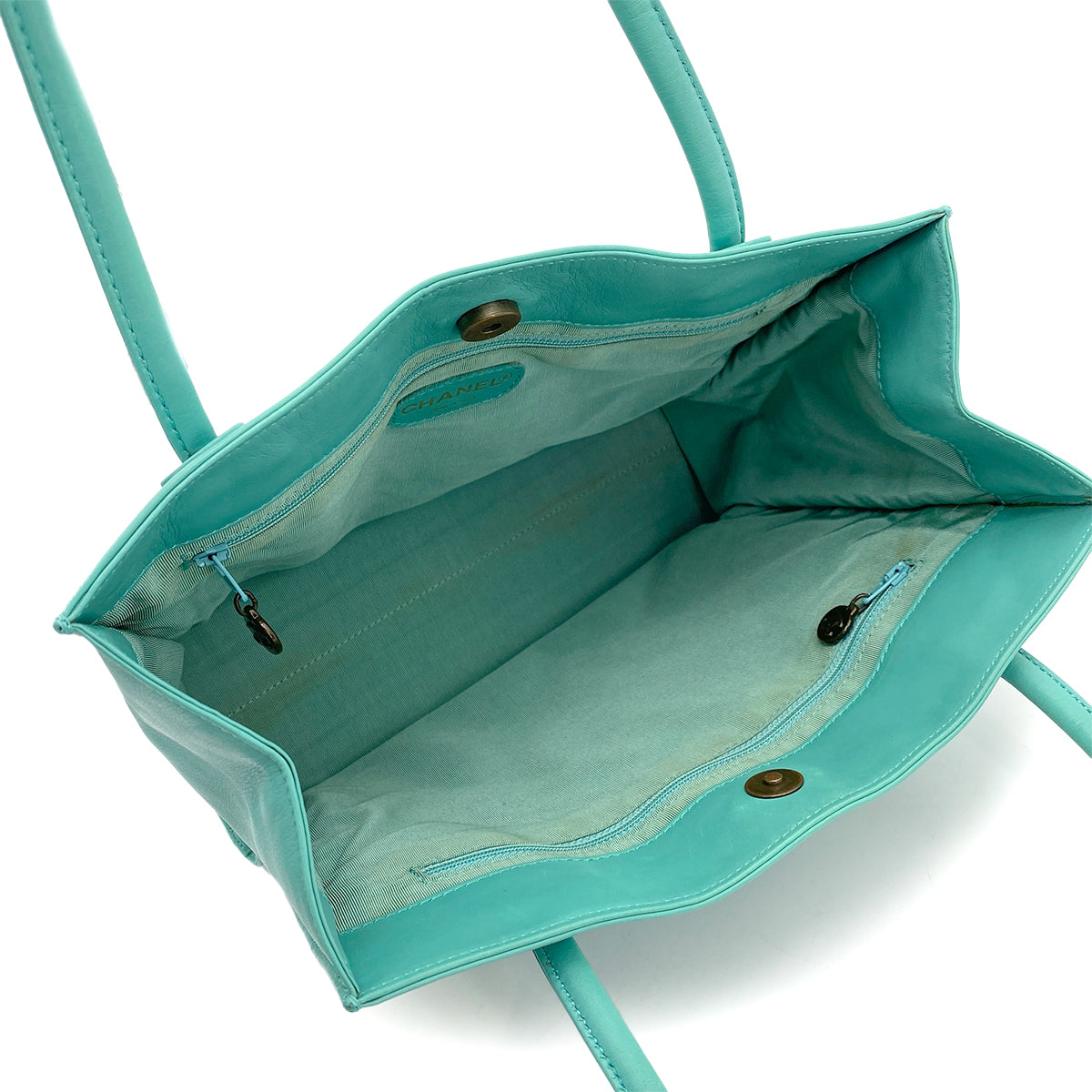 CHANEL VINTAGE BIG COCO TOTE BAG LIGHT GREEN LEATHER 90261236