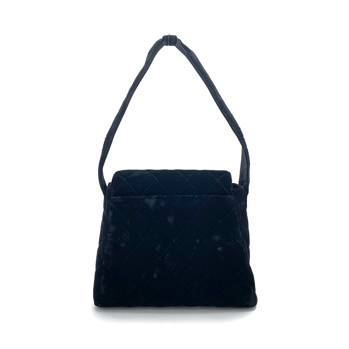 CHANEL VINTAGE MATELASSE HAND BAG BLACK VELOR 902161243