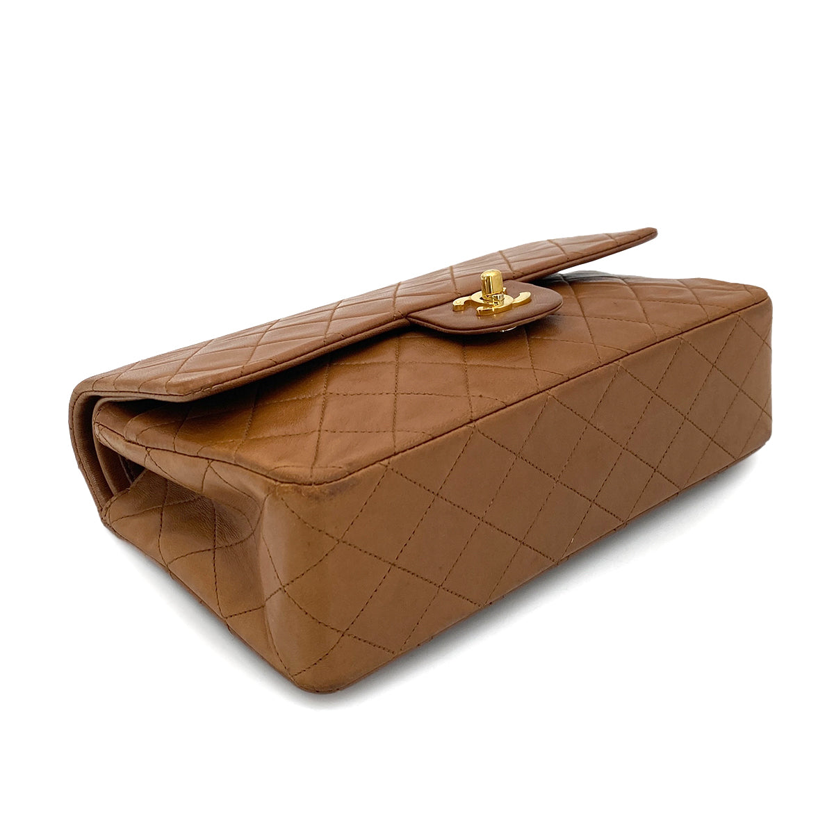 CHANEL VINTAGE CLASSIC FLAP MEDIUM CHAIN SHOULDER BAG BROWN LAMB SKIN 90261246