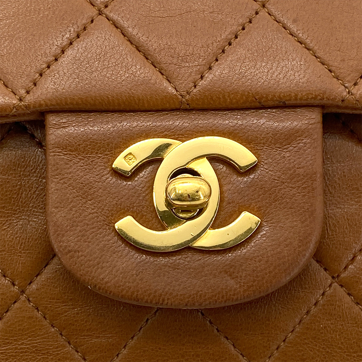 CHANEL VINTAGE CLASSIC FLAP MEDIUM CHAIN SHOULDER BAG BROWN LAMB SKIN 90261246