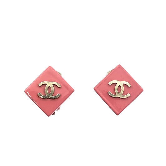CHANEL EARRINGS SQUARE COCOMARK PINK ACCESSORY 04P 90261256