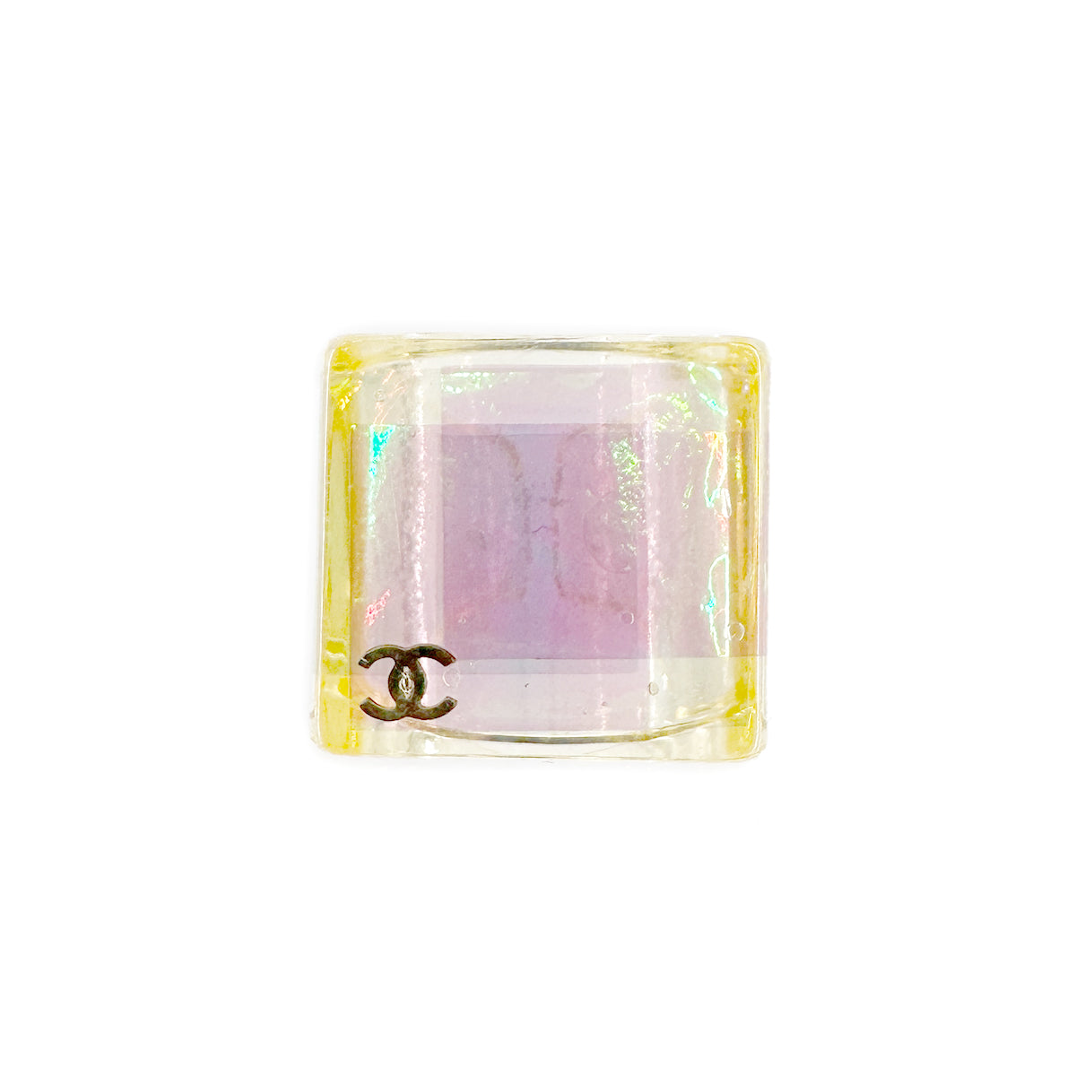 CHANEL VINTAGE COCO MARK PLASTIC RING YELLOW ACCESSORY 90261257