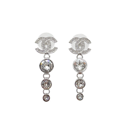CHANEL EARRINGS COCO MARK RHINESTONE SWING ACCESSORY B23S 90261269