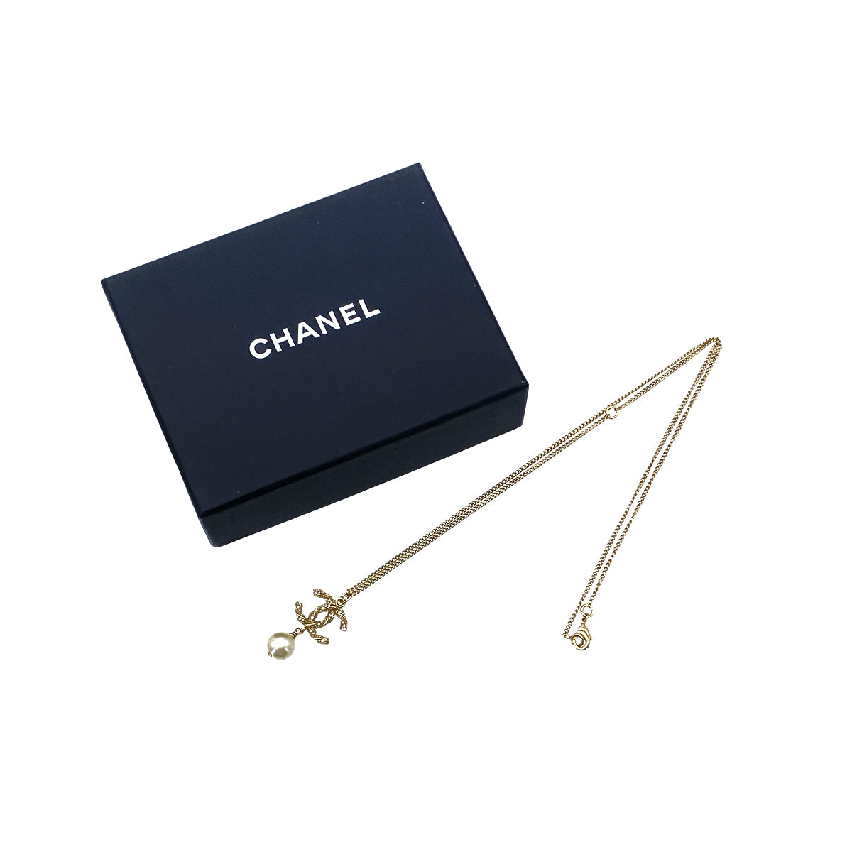 CHANEL NECKLACE COCOMARK TWISTED RHINESTONE PEARL GOLD ACCESSORY B14V 90261276
