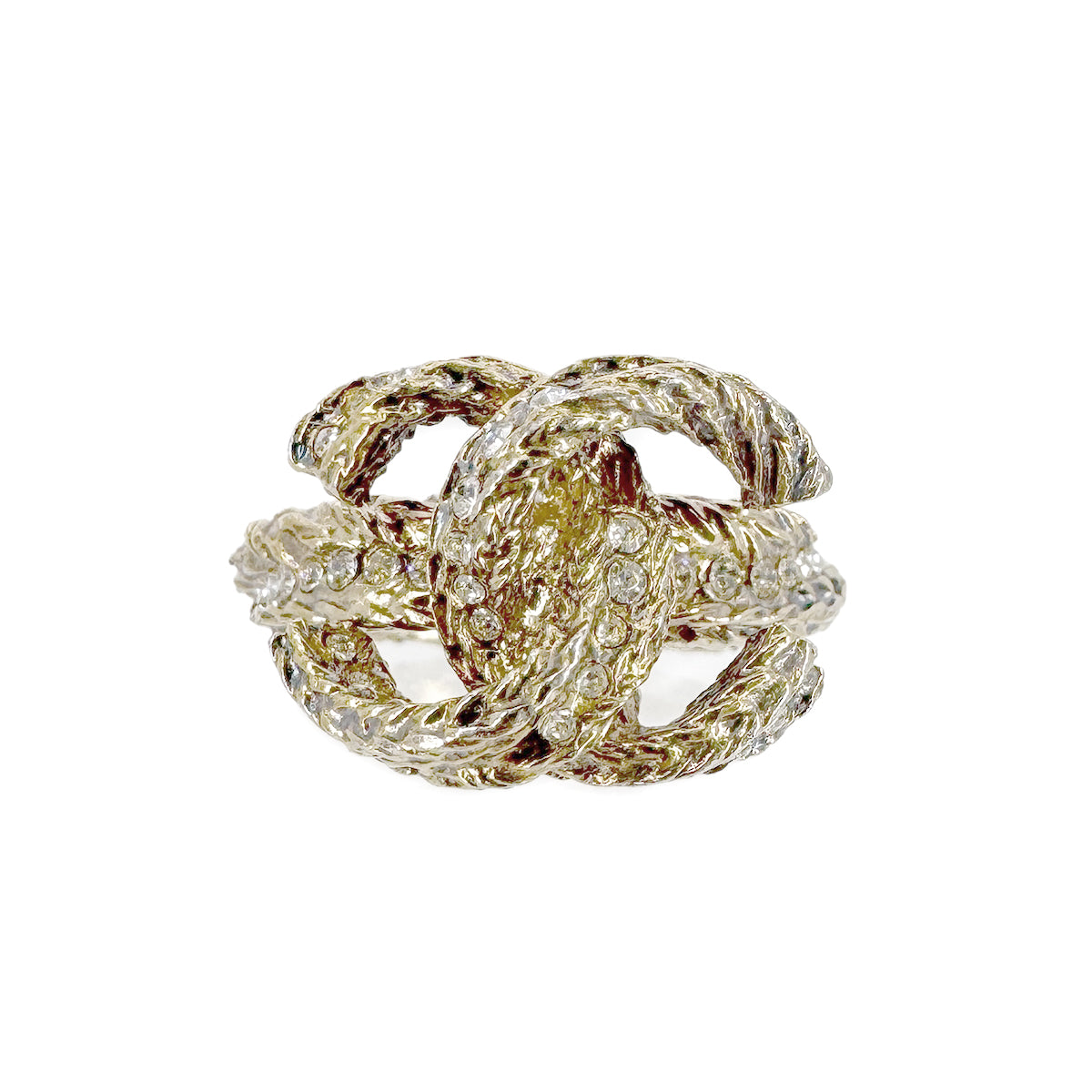 CHANEL COCO MARK RHINESTONE RING GOLD ACCESSORY 17A 90261278